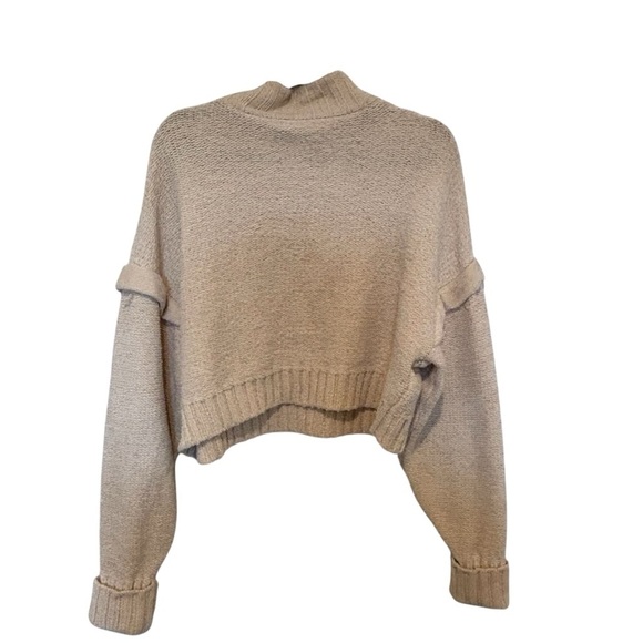 Urban Outfitters Chenille Plush Layered Mock Turtleneck Sweater In Cream Size M - Picture 7 of 8
